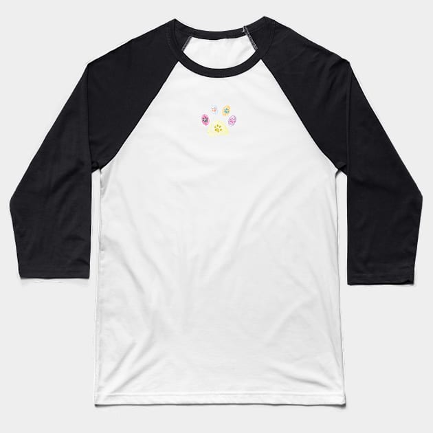 Colorful doodle paw prints symbol Baseball T-Shirt by GULSENGUNEL